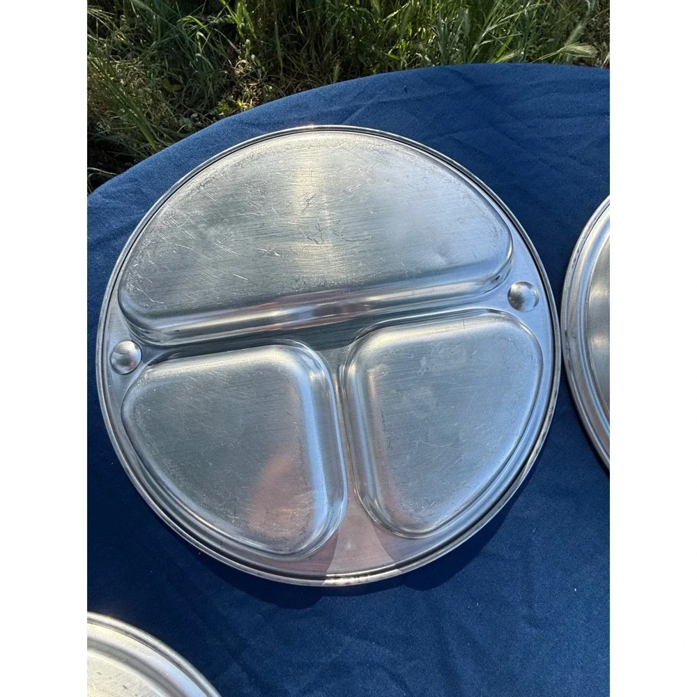 Vintage Aluminum Divided Mess Trays Set of 6 – Military Cafeteria Style Plates